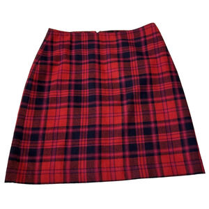 Talbots Red and Black Plaid Mini Skirt